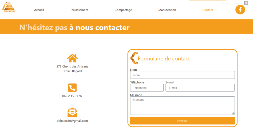 capture d'écran du site de Delta Loc